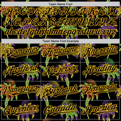 Custom Black Gold 3D Pattern Design Mardi Gras Shrove Tuesday Authentic Baseball Jersey