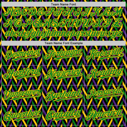Custom Black Grass Green-Yellow 3D Pattern Design Mardi Gras Shrove Tuesday Authentic Baseball Jersey