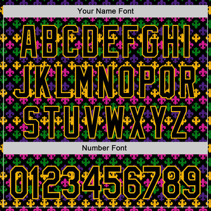 Custom Black Gold 3D Pattern Design Mardi Gras Shrove Tuesday Authentic Baseball Jersey