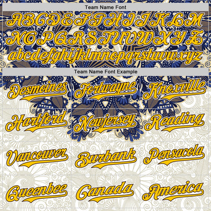 Custom White Yellow-Brown 3D Pattern Design Burner Costumes Paisley Authentic Baseball Jersey