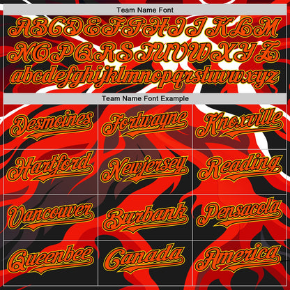 Custom White Orange Black-Yellow 3D Pattern Design Rave Party Flame Lava Authentic Baseball Jersey
