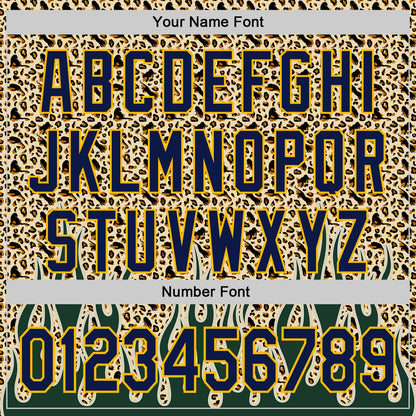 Custom Cream Navy-Gold 3D Pattern Design Rave Party Animal Leopard Print Authentic Baseball Jersey