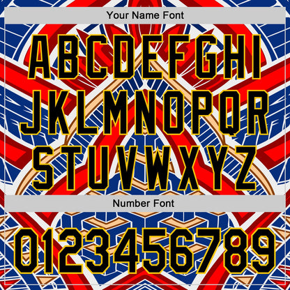 Custom Blue Black Red-Yellow 3D Pattern Design Burner Costumes Tribal Authentic Baseball Jersey