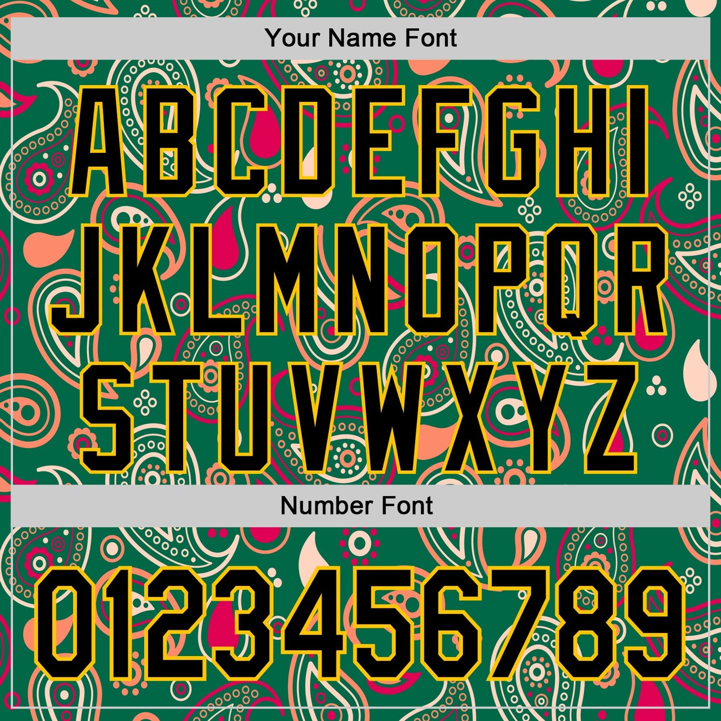 Custom Kelly Green Black-Yellow 3D Pattern Design Burner Costumes Paisley Bandana Authentic Baseball Jersey