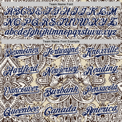 Custom Cream Navy-White 3D Pattern Design Burner Costumes Paisley Bandana Authentic Baseball Jersey