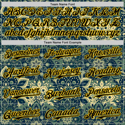 Custom Green Black-Yellow 3D Pattern Design Burner Costumes Paisley Bandana Authentic Baseball Jersey