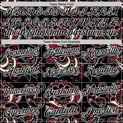 Custom Black White 3D Pattern Design Burner Costumes Paisley Bandana Authentic Baseball Jersey