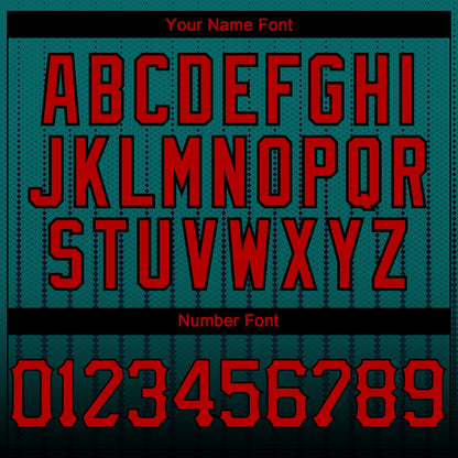 Custom Teal Red-Black 3D Pattern Design Gradient Geometric Shape Authentic Baseball Jersey