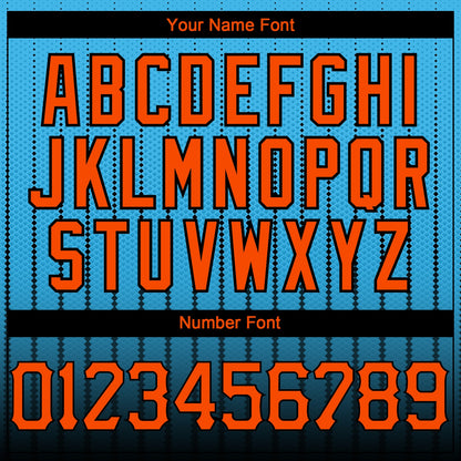 Custom Sky Blue Orange-Black 3D Pattern Design Gradient Geometric Shape Authentic Baseball Jersey