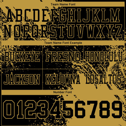 Custom Black Old Gold 3D Pattern Abstract Brush Stroke Mesh Authentic Football Jersey