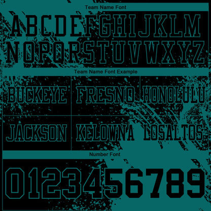 Custom Black Teal 3D Pattern Abstract Brush Stroke Mesh Authentic Football Jersey