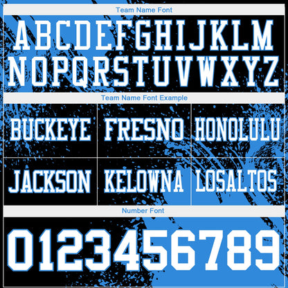 Custom Black White-Powder Blue 3D Pattern Abstract Brush Stroke Mesh Authentic Football Jersey