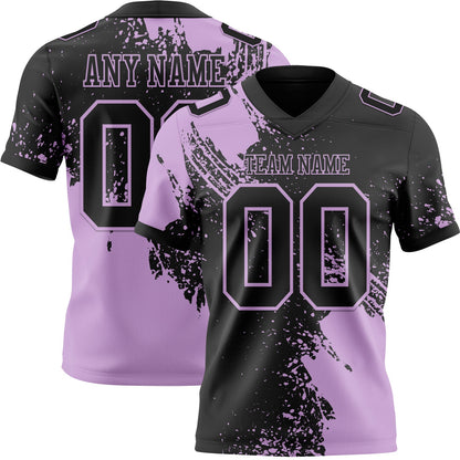 Custom Black Light Purple 3D Pattern Abstract Brush Stroke Mesh Authentic Football Jersey