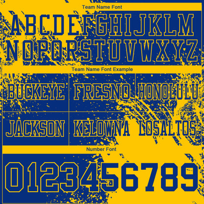 Custom Royal Yellow 3D Pattern Abstract Brush Stroke Mesh Authentic Football Jersey
