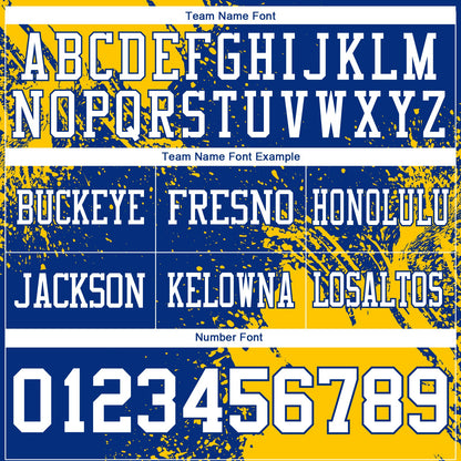 Custom Royal White-Gold 3D Pattern Abstract Brush Stroke Mesh Authentic Football Jersey