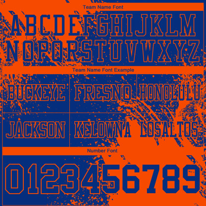 Custom Royal Orange 3D Pattern Abstract Brush Stroke Mesh Authentic Football Jersey