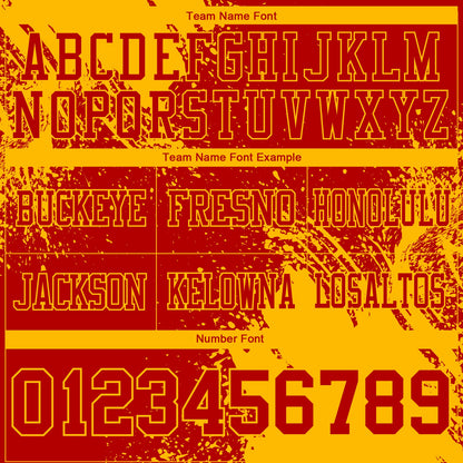 Custom Red Gold 3D Pattern Abstract Brush Stroke Mesh Authentic Football Jersey