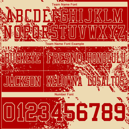 Custom Red Cream 3D Pattern Abstract Brush Stroke Mesh Authentic Football Jersey