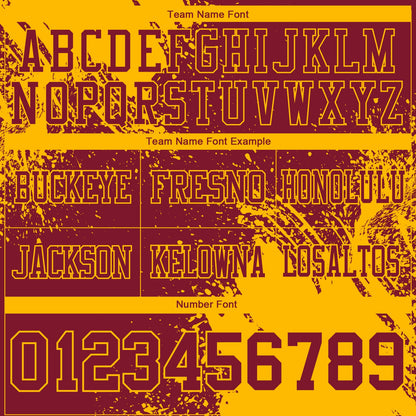Custom Crimson Gold 3D Pattern Abstract Brush Stroke Mesh Authentic Football Jersey