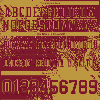Custom Crimson Old Gold 3D Pattern Abstract Brush Stroke Mesh Authentic Football Jersey