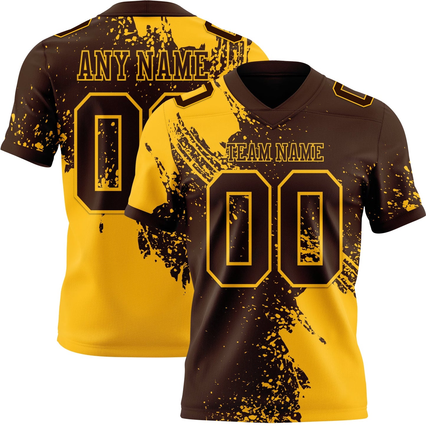 Custom Brown Gold 3D Pattern Abstract Brush Stroke Mesh Authentic Football Jersey