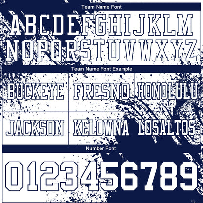 Custom White Navy 3D Pattern Abstract Brush Stroke Mesh Authentic Football Jersey