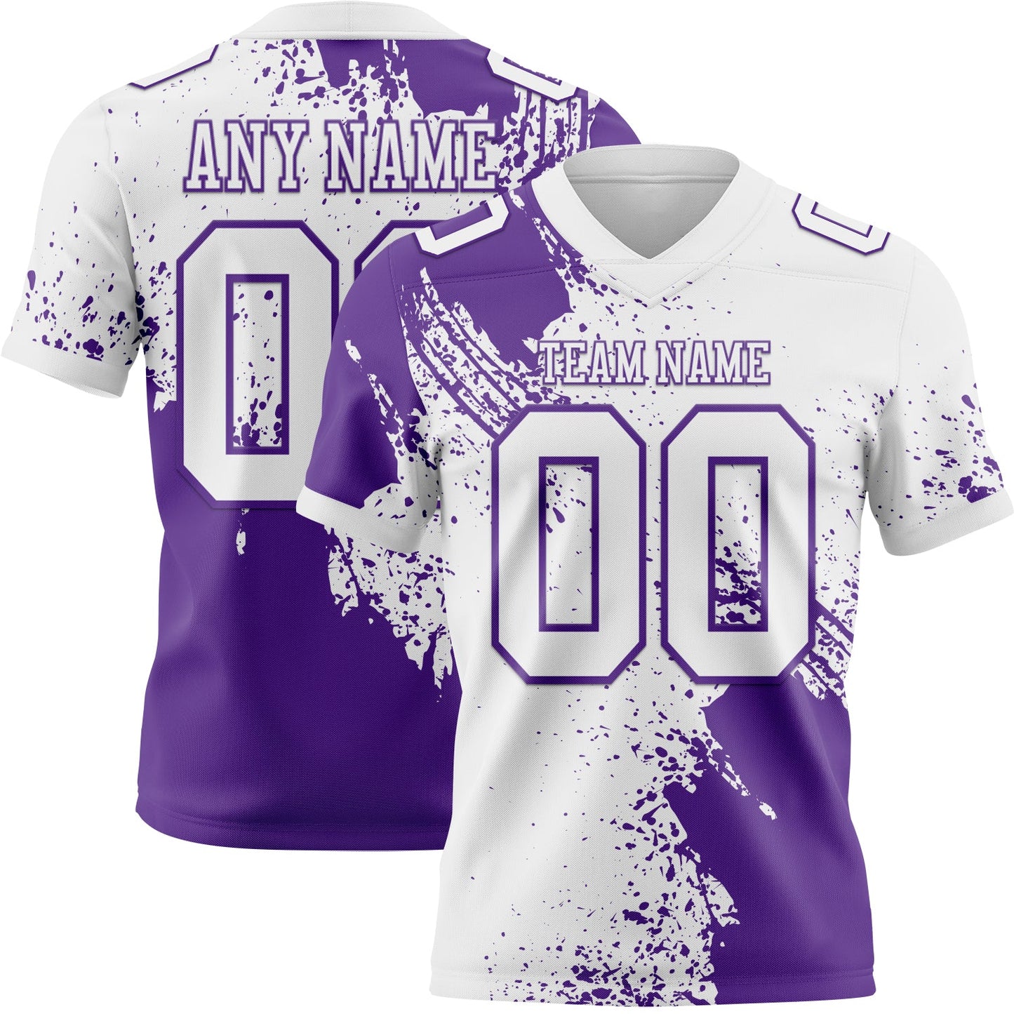 Custom White Purple 3D Pattern Abstract Brush Stroke Mesh Authentic Football Jersey