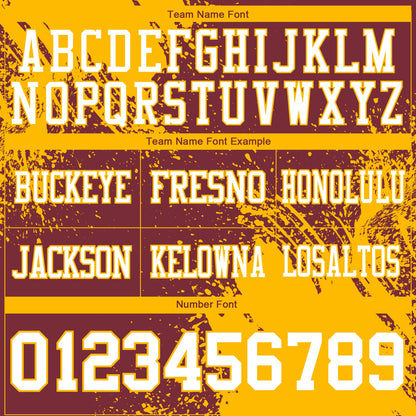 Custom Burgundy White-Gold 3D Pattern Abstract Brush Stroke Mesh Authentic Football Jersey