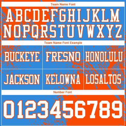 Custom Powder Blue White-Orange 3D Pattern Abstract Brush Stroke Mesh Authentic Football Jersey