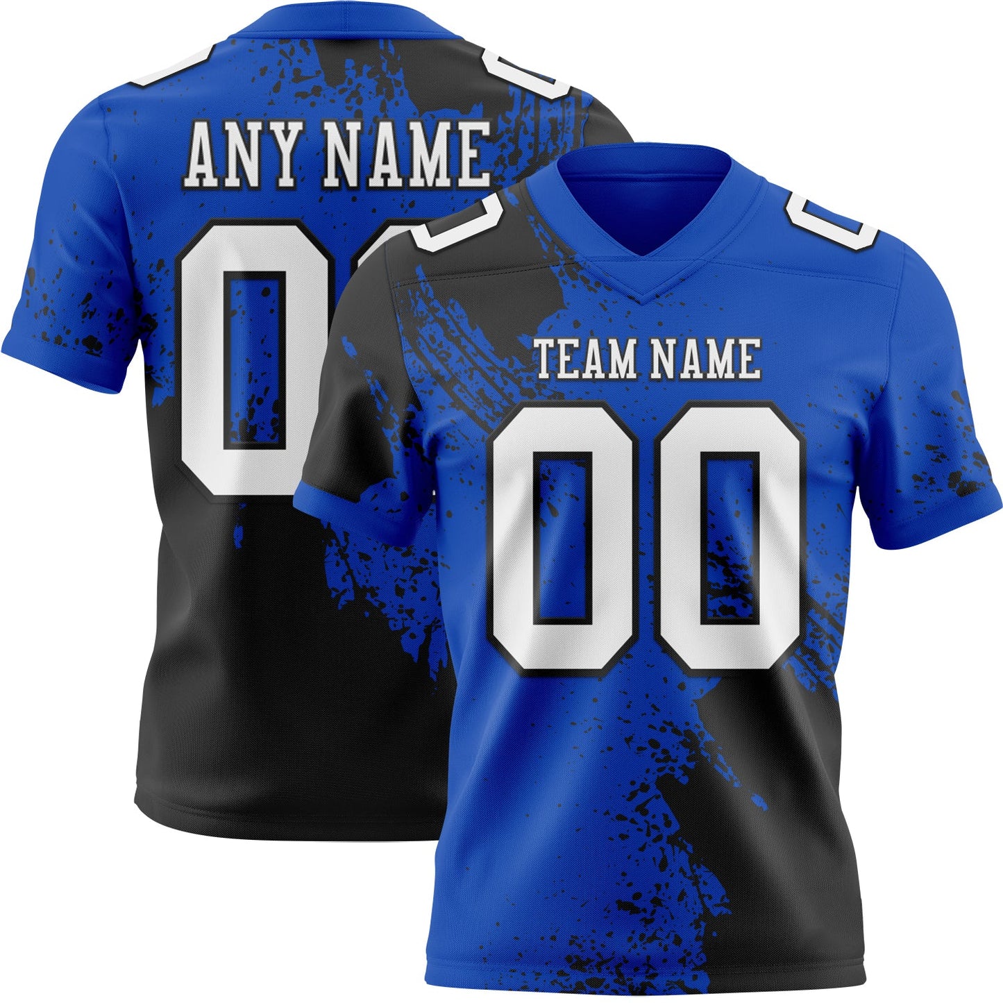 Custom Thunder Blue White-Black 3D Pattern Abstract Brush Stroke Mesh Authentic Football Jersey