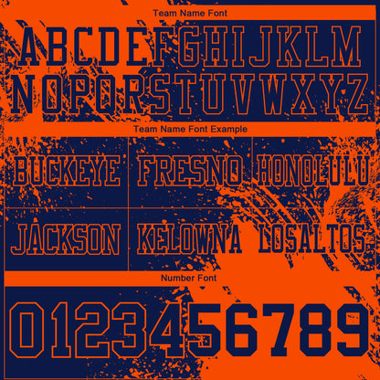 Custom Navy Orange 3D Pattern Abstract Brush Stroke Mesh Authentic Football Jersey