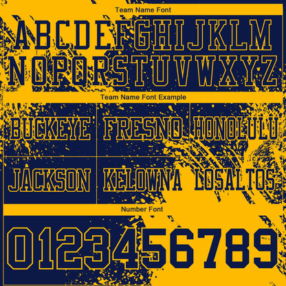 Custom Navy Gold 3D Pattern Abstract Brush Stroke Mesh Authentic Football Jersey