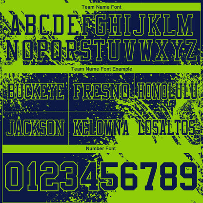 Custom Navy Neon Green 3D Pattern Abstract Brush Stroke Mesh Authentic Football Jersey