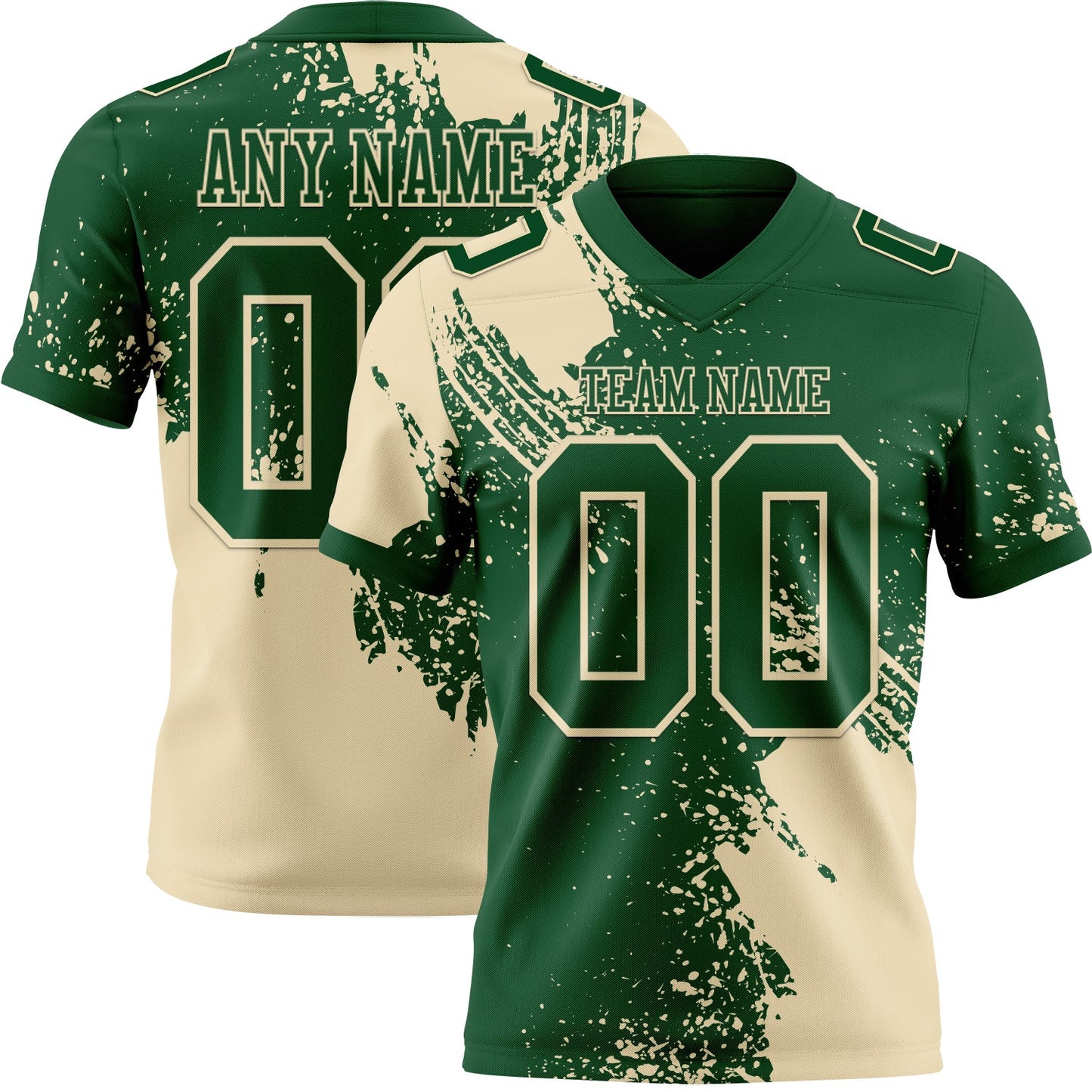 Custom Green Cream 3D Pattern Abstract Brush Stroke Mesh Authentic Football Jersey