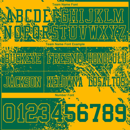 Custom Kelly Green Gold 3D Pattern Abstract Brush Stroke Mesh Authentic Football Jersey