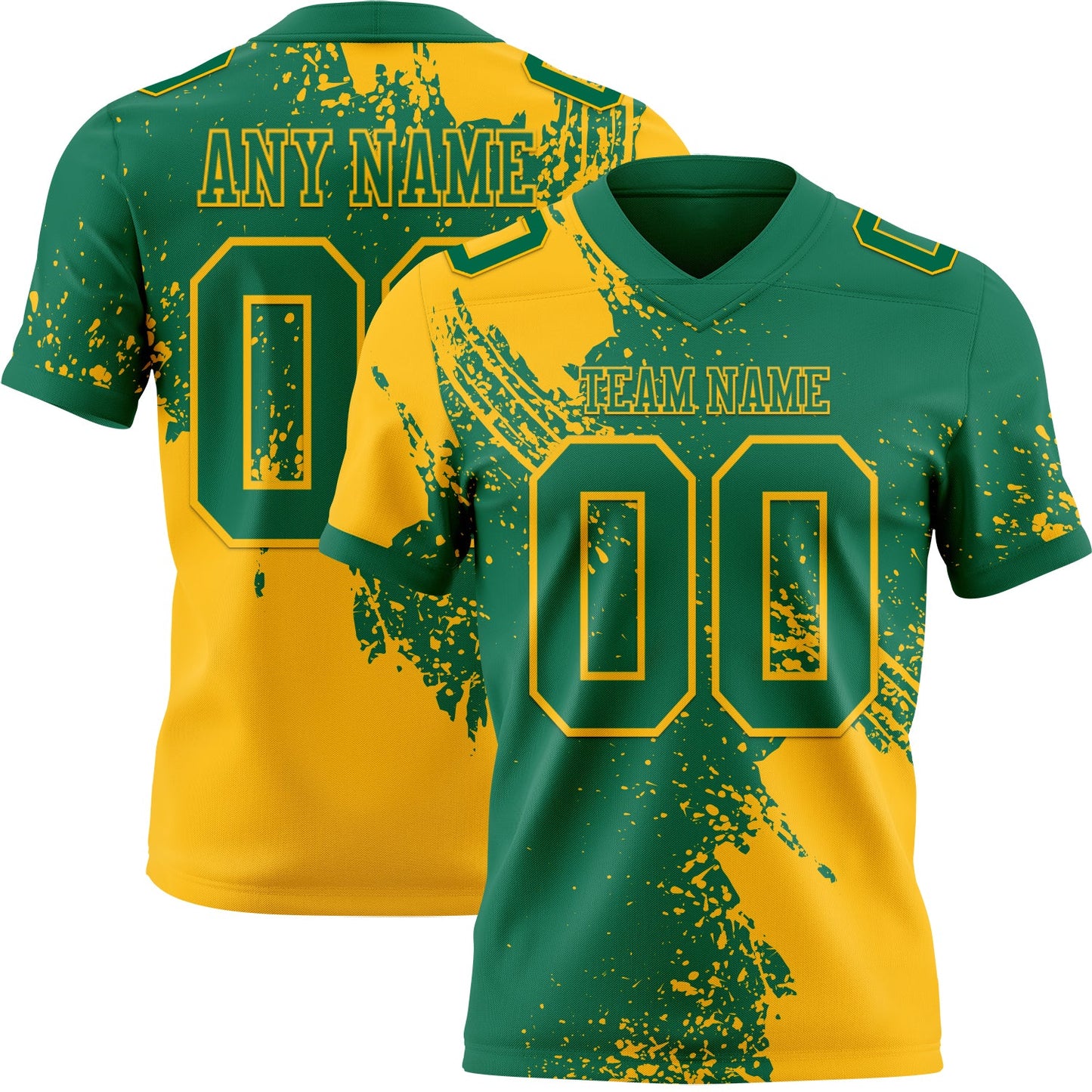 Custom Kelly Green Gold 3D Pattern Abstract Brush Stroke Mesh Authentic Football Jersey