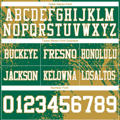 Custom Kelly Green White-Old Gold 3D Pattern Abstract Brush Stroke Mesh Authentic Football Jersey