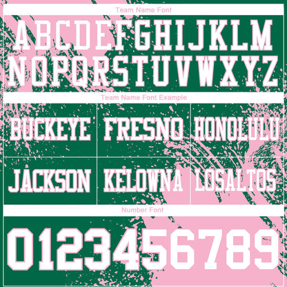 Custom Kelly Green White-Light Pink 3D Pattern Abstract Brush Stroke Mesh Authentic Football Jersey