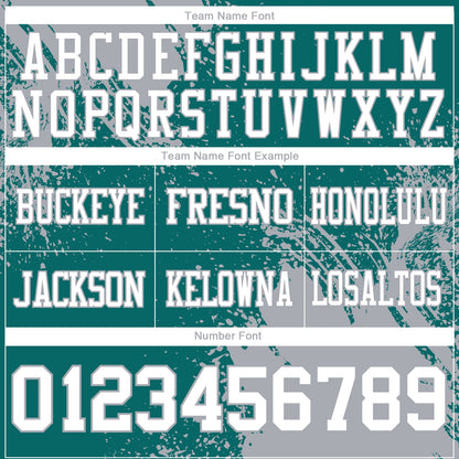Custom Teal White-Gray 3D Pattern Abstract Brush Stroke Mesh Authentic Football Jersey