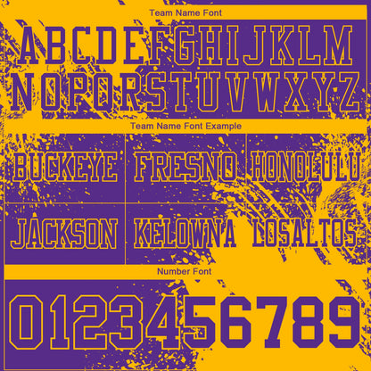 Custom Purple Gold 3D Pattern Abstract Brush Stroke Mesh Authentic Football Jersey