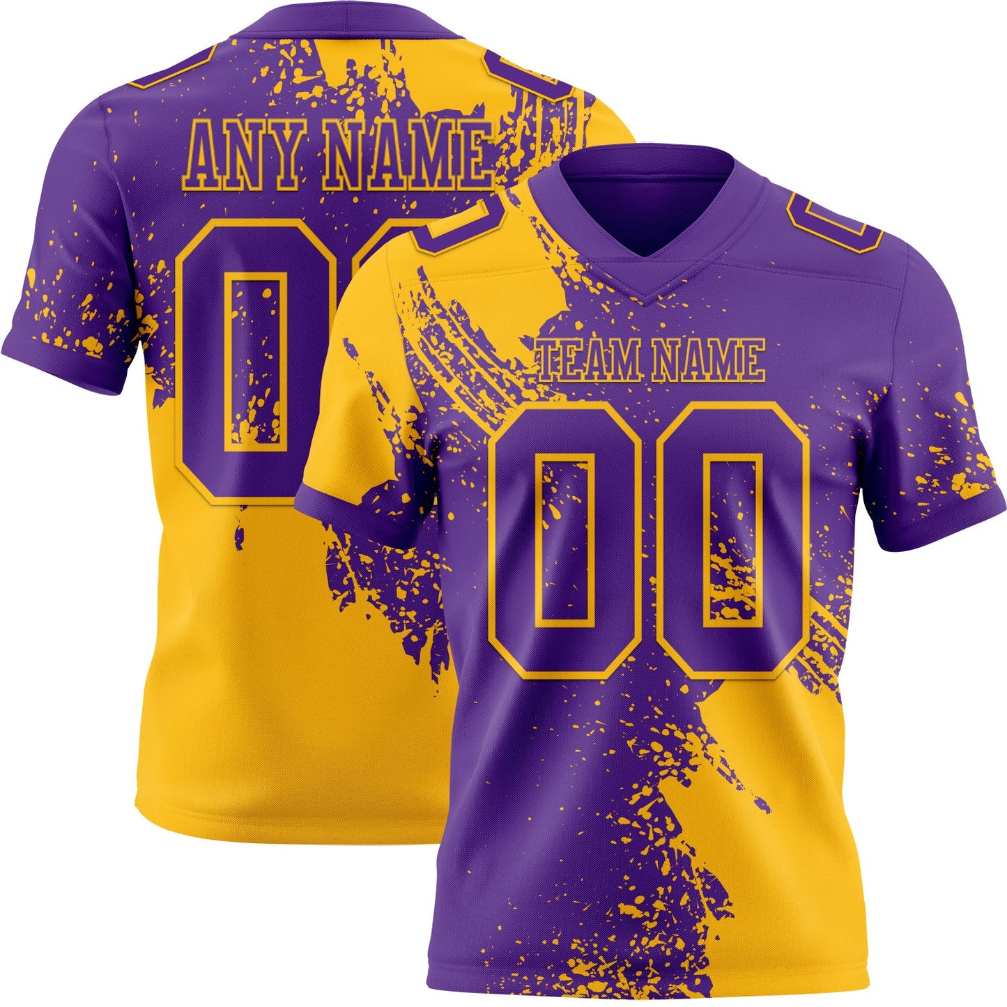 Custom Purple Gold 3D Pattern Abstract Brush Stroke Mesh Authentic Football Jersey