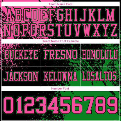Custom Black Pink-Grass Green 3D Pattern Abstract Brush Stroke Mesh Authentic Football Jersey