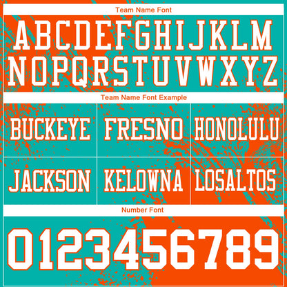 Custom Aqua White-Orange 3D Pattern Abstract Brush Stroke Mesh Authentic Football Jersey