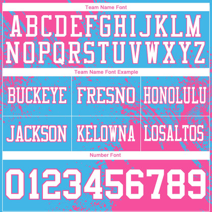 Custom Sky Blue White-Pink 3D Pattern Abstract Brush Stroke Mesh Authentic Football Jersey