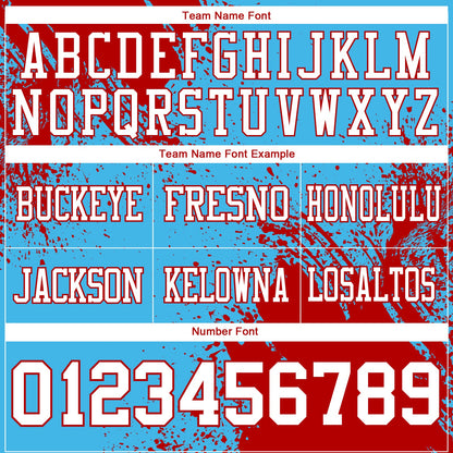 Custom Sky Blue White-Red 3D Pattern Abstract Brush Stroke Mesh Authentic Football Jersey