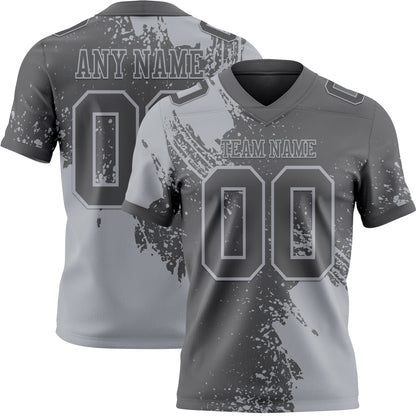 Custom Steel Gray Gray 3D Pattern Abstract Brush Stroke Mesh Authentic Football Jersey