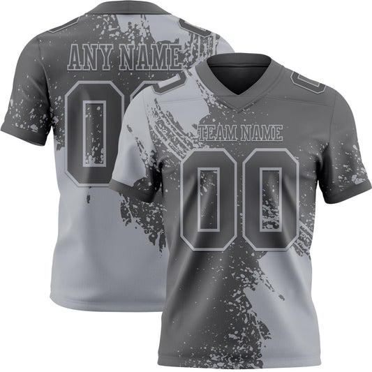 Custom Steel Gray Gray 3D Pattern Abstract Brush Stroke Mesh Authentic Football Jersey