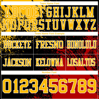 Custom Black Gold Red-White 3D Pattern Abstract Brush Stroke Mesh Authentic Football Jersey
