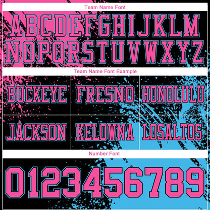 Custom Black Pink-Sky Blue 3D Pattern Abstract Brush Stroke Mesh Authentic Football Jersey