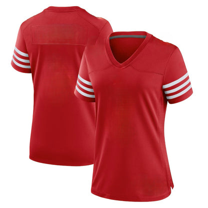 Custom Women's 49ers Red/White Exact Replica Football Jersey